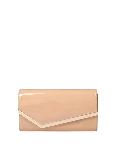 Jimmy Choo Emmie Pat Clutch Bag In Sand