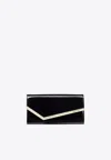 Jimmy Choo Emmie Patent Leather Clutch Bag In Black