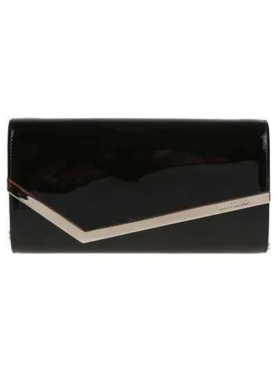 Jimmy Choo Emmie Patent Leather Clutch In Black