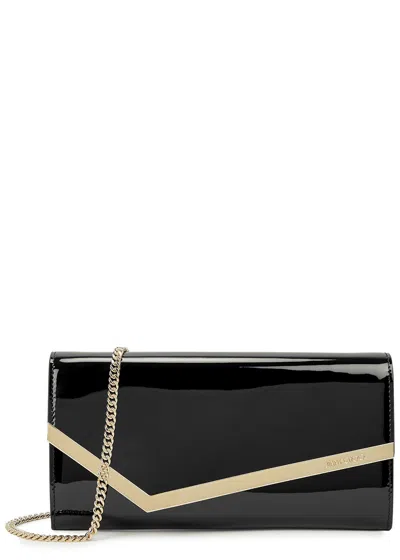 Jimmy Choo Emmie Patent Leather Clutch In Black