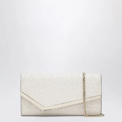 Jimmy Choo Emmie Pouch With Light Gold Microglitter In Neutral