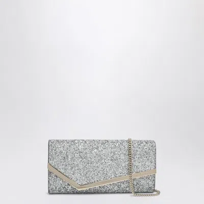 Jimmy Choo Emmie Pouch With Silver Sequins In Metallic