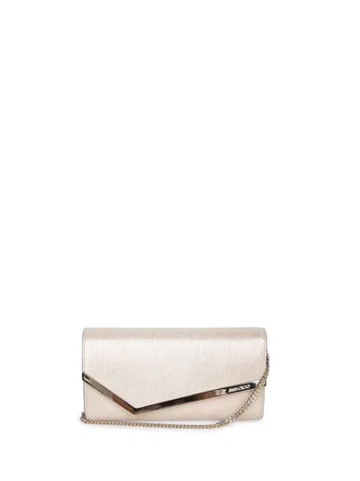Jimmy Choo Emmie Soft Gold Clutch In Sand