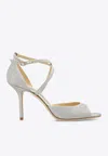 JIMMY CHOO EMSY 85 GLITTER SANDALS