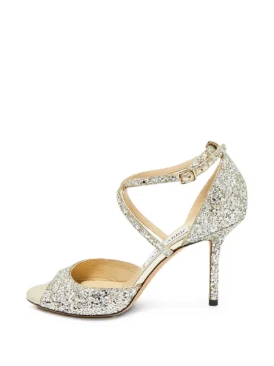 Pre-owned Jimmy Choo Emsy Criss-cross Sandals In Silver