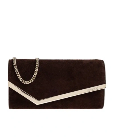 Jimmy Choo Envelope Suede Clutch Bag In Brown