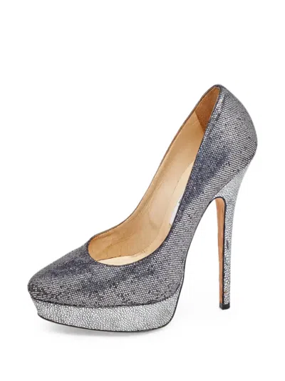 Pre-owned Jimmy Choo Almond-toe Platform Pumps In Silver