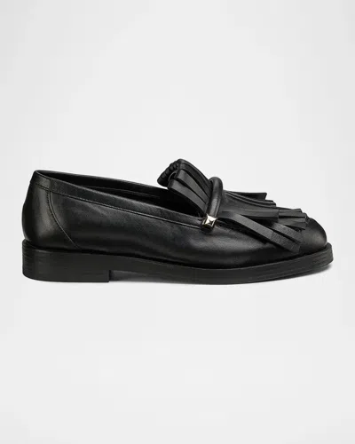 Jimmy Choo Eska Fringe Leather Loafers In Black