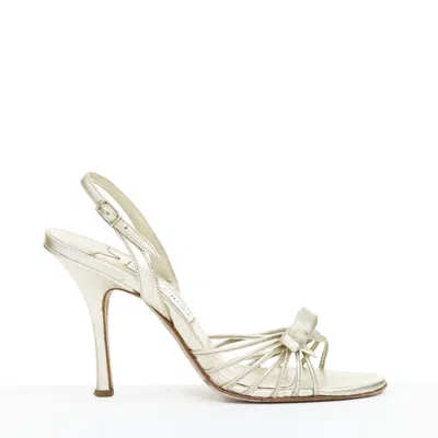 Jimmy Choo Essence Nappa Leather Bow Sandals In Neutral
