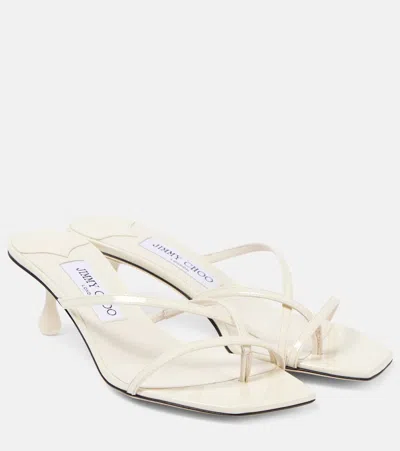 Jimmy Choo Etana 50 Patent Leather Mules In White