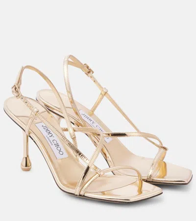 Jimmy Choo Etana 80 Leather Sandals In Platinum