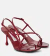 Jimmy Choo Etana 80 Metallic Leather Heeled Sandals In Red