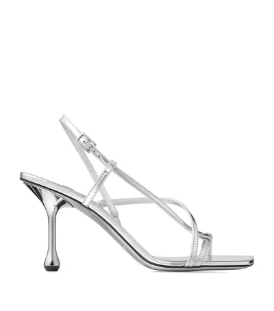 JIMMY CHOO ETANA 80 METALLIC LEATHER HEELED SANDALS