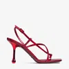 Jimmy Choo Etana 80 Metallic Leather Heeled Sandals In Rubinrot