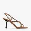 Jimmy Choo Etana 80mm Leather Sandals In Tan/tortoise