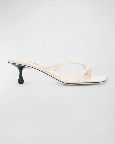 Jimmy Choo Etana Leather Mule Sandals In White