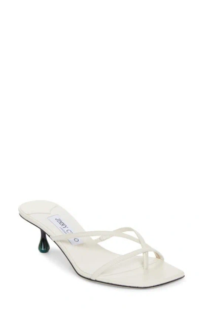 Jimmy Choo Etana Malachite Heel Slide Sandal In Latte/ Malachite