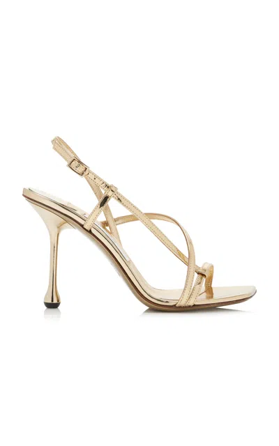 JIMMY CHOO ETANA METALLIC-LEATHER SANDALS