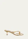 JIMMY CHOO ETANA METALLIC STRAPPY MULE SANDALS