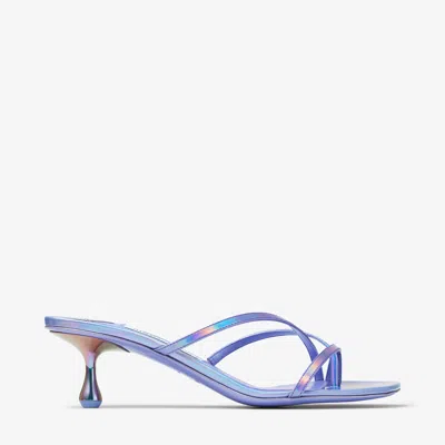 Jimmy Choo Etana Laminated Leather Sandals In Tanzanite