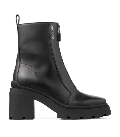 Jimmy Choo Eugenie 80 Womens Zipper Leather Ankle Boots In Black