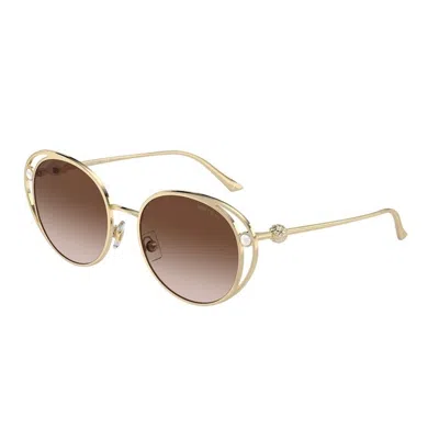 Jimmy Choo Eyewear Round Frame Sunglasses In Gold