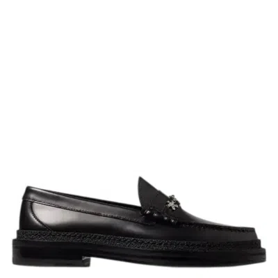 Jimmy Choo Ezra/f Star Crystal Chain Loafers In Black