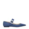 Jimmy Choo Blue Fabric Ballet Flats In Blue