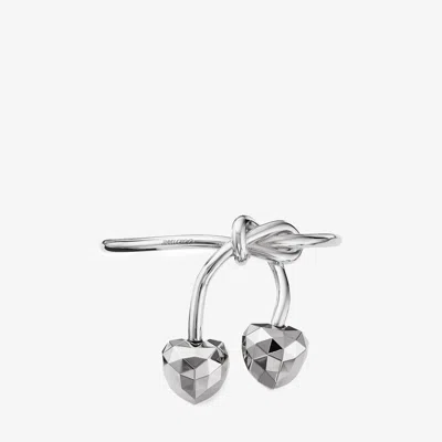 Jimmy Choo Faceted Heart Cuff In Silver/silver