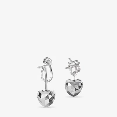 Jimmy Choo Faceted Heart Earring In Metallic