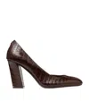 Jimmy Choo Farren 85 Leather Croc-embossed Pumps In Brown