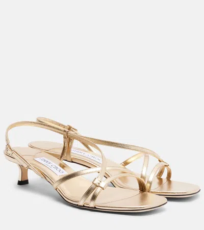 Jimmy Choo Farris Metallic Leather Slingback Sandals In Gold