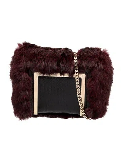 Pre-owned Jimmy Choo Faux Fur Evening Bag In Burgundy