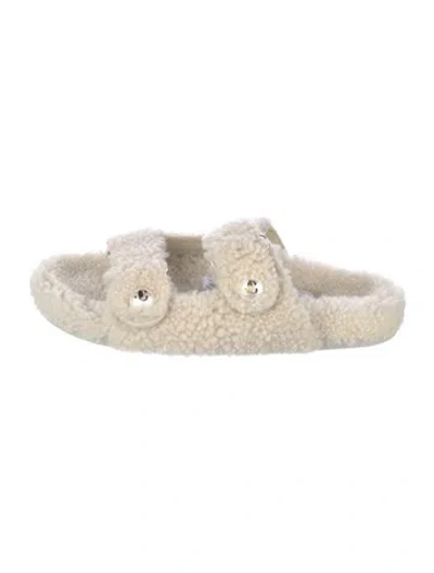 Pre-owned Jimmy Choo Faux Fur Slides In Neutrals