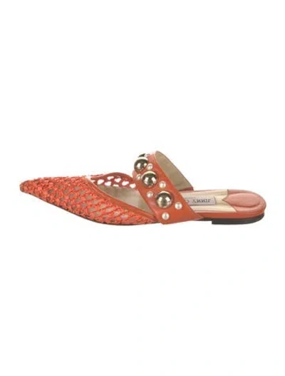Pre-owned Jimmy Choo Faux Pearl Accents Leather Mules In Multi