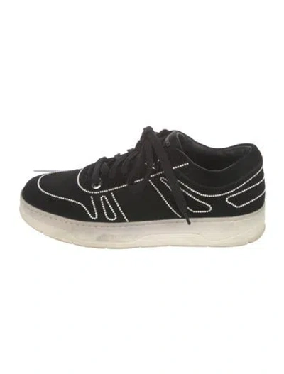 Pre-owned Jimmy Choo Faux Pearl Accents Suede Sneakers In Multi