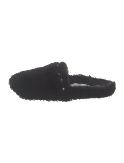 Pre-owned Jimmy Choo Faux Pearl Accents Wool Slippers In Black/blue