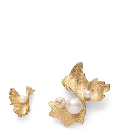 Jimmy Choo Faux-pearl Wave Stud Earrings In Gold