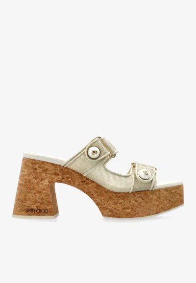 JIMMY CHOO FAYENCE 95 LEATHER PLATFORM SANDALS
