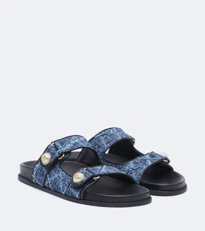 Jimmy Choo Fayence Sandals Double Strap Metal Detail In Blue
