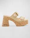 Jimmy Choo Fayence Dual-grip Platform Slide Sandals In Natural