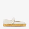Jimmy Choo Fayence Leather Mary Jane Ballerina Espadrilles In Neutral