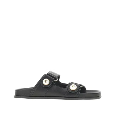 Jimmy Choo Fayence Leather-trimmed Faux Pearl-embellished Mesh Slides In Black