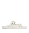 Jimmy Choo Fayence Faux Pearl-embellished Leather Slides In White