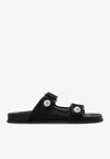 Jimmy Choo Fayence Leather Slides In Black