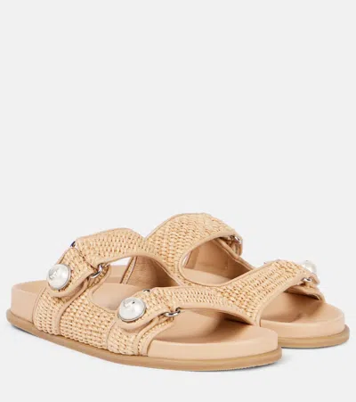 Jimmy Choo Fayence Leather-trimmed Raffia Sandals In Neutrals