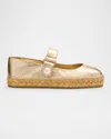 Jimmy Choo Fayence Metallic Mary Jane Ballerina Espadrilles In Gold