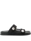 Jimmy Choo Double Strap Embellished Buttons Sandals In Black