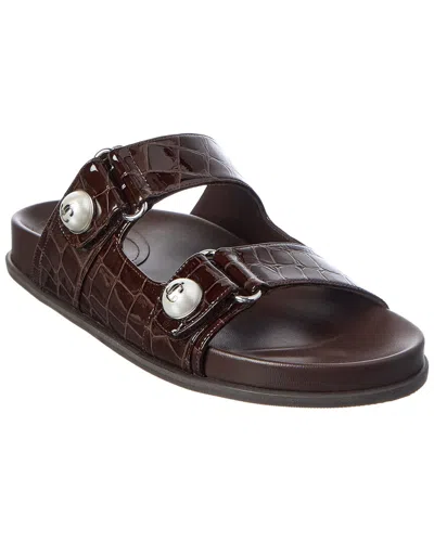 Jimmy Choo Fayence Leather Flat Sandal In Brown