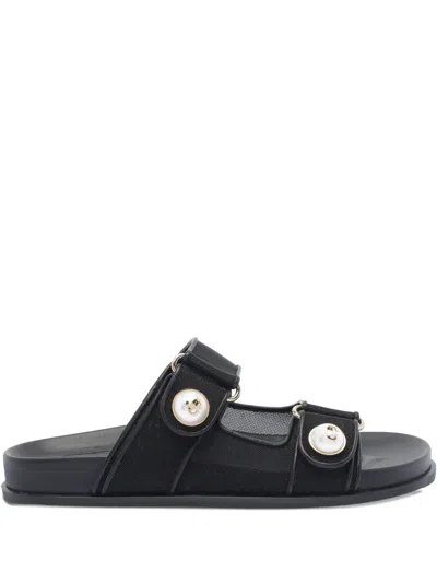 Jimmy Choo Double Strap Embellished Buttons Sandals In Black